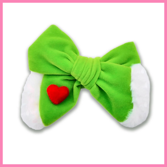 Christmas Green Velvet Heart Bow Choose Joy Creations