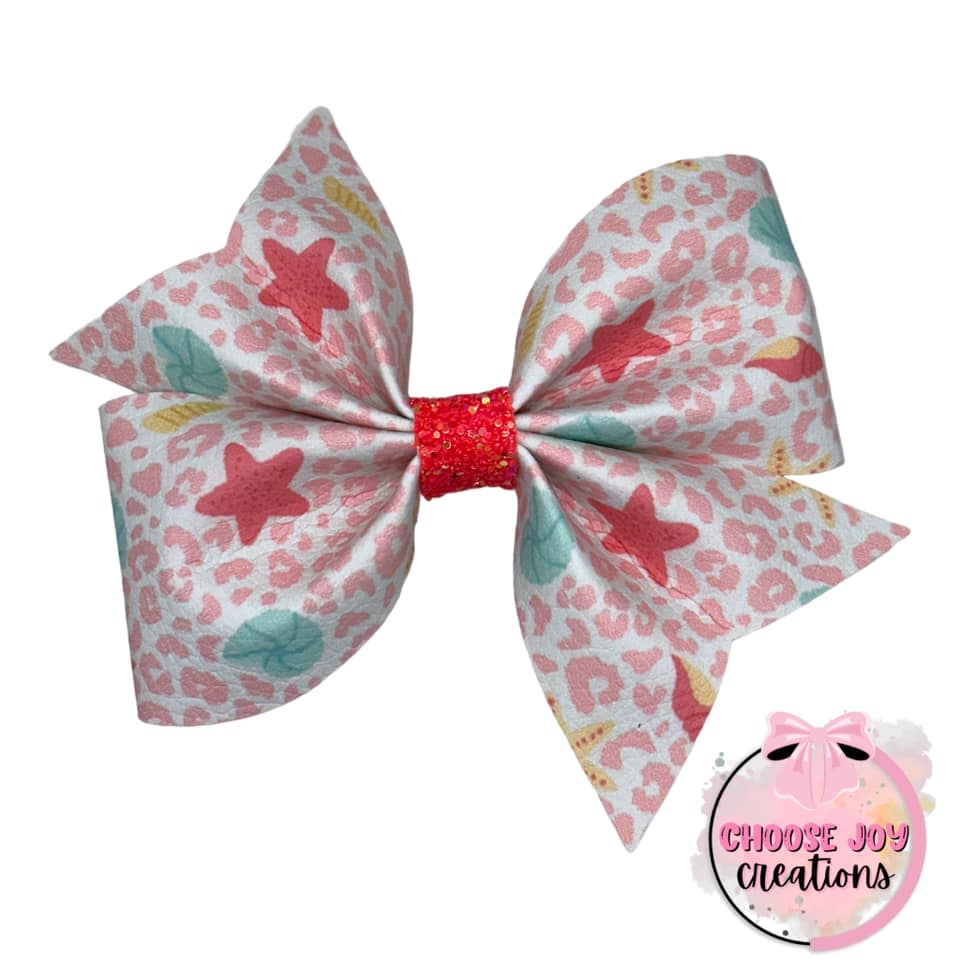 Coral Seashells Larkin Bow Choose Joy Creations