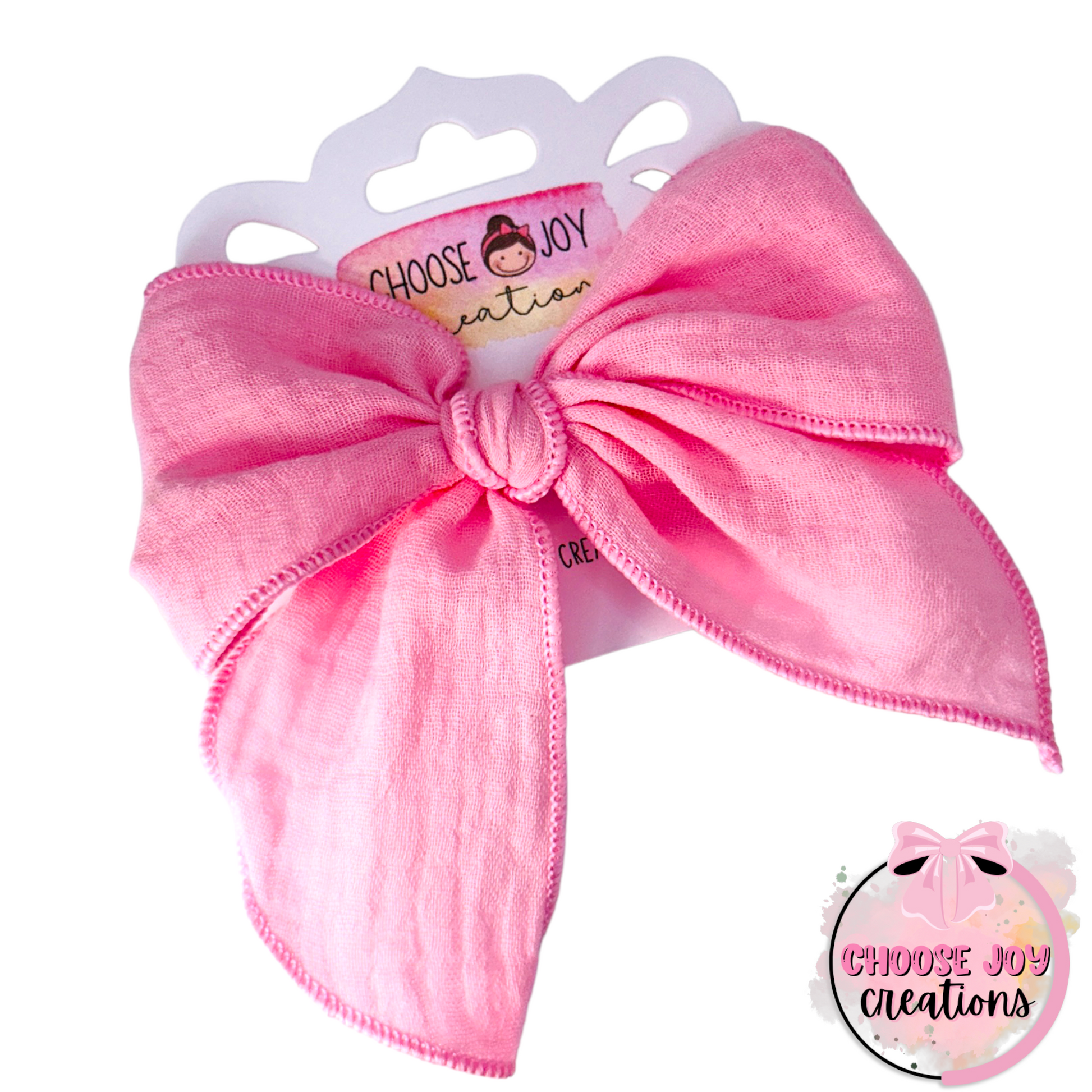 Hand-Tied: Muslin Black Fabric Fable Bow 4.5" Choose Joy Creations