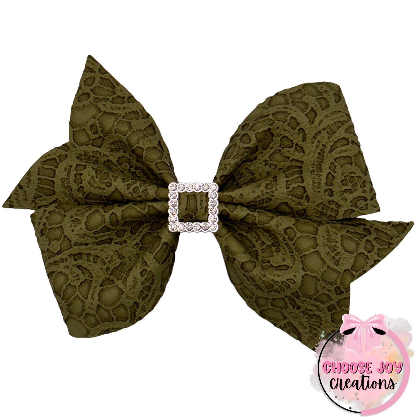 Butter Lace with Rhinestone Buckle Larkin Bows (+Options) Choose Joy Creations