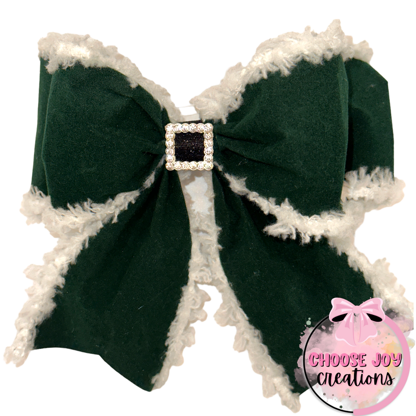 Christmas: Velveteen Santa Buckle Double Layer Ribbon Bow 6.0" Choose Joy Creations