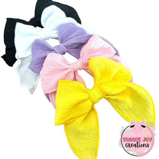 Hand-Tied: Muslin Fable Bows (+Options) Choose Joy Creations