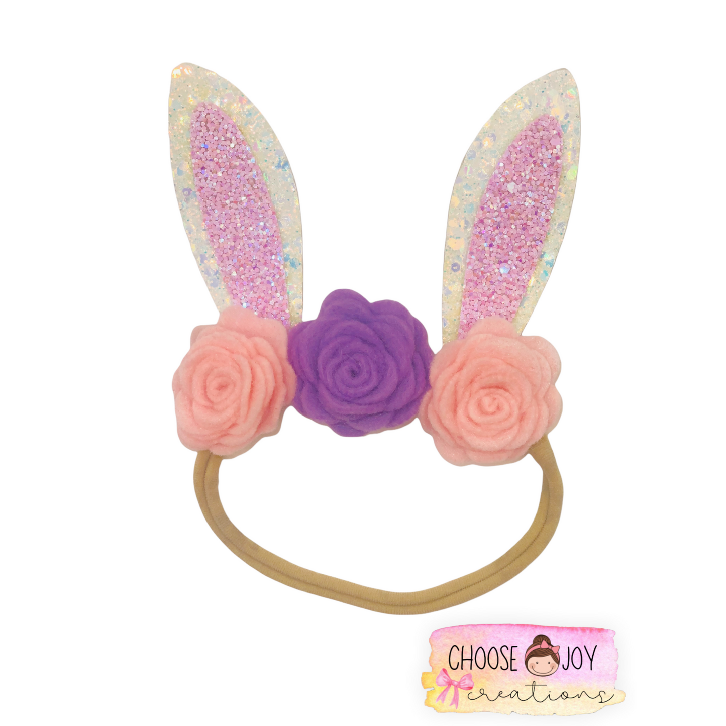 Easter: Bunny Ears Crown with Felt Flowers Choose Joy Creations