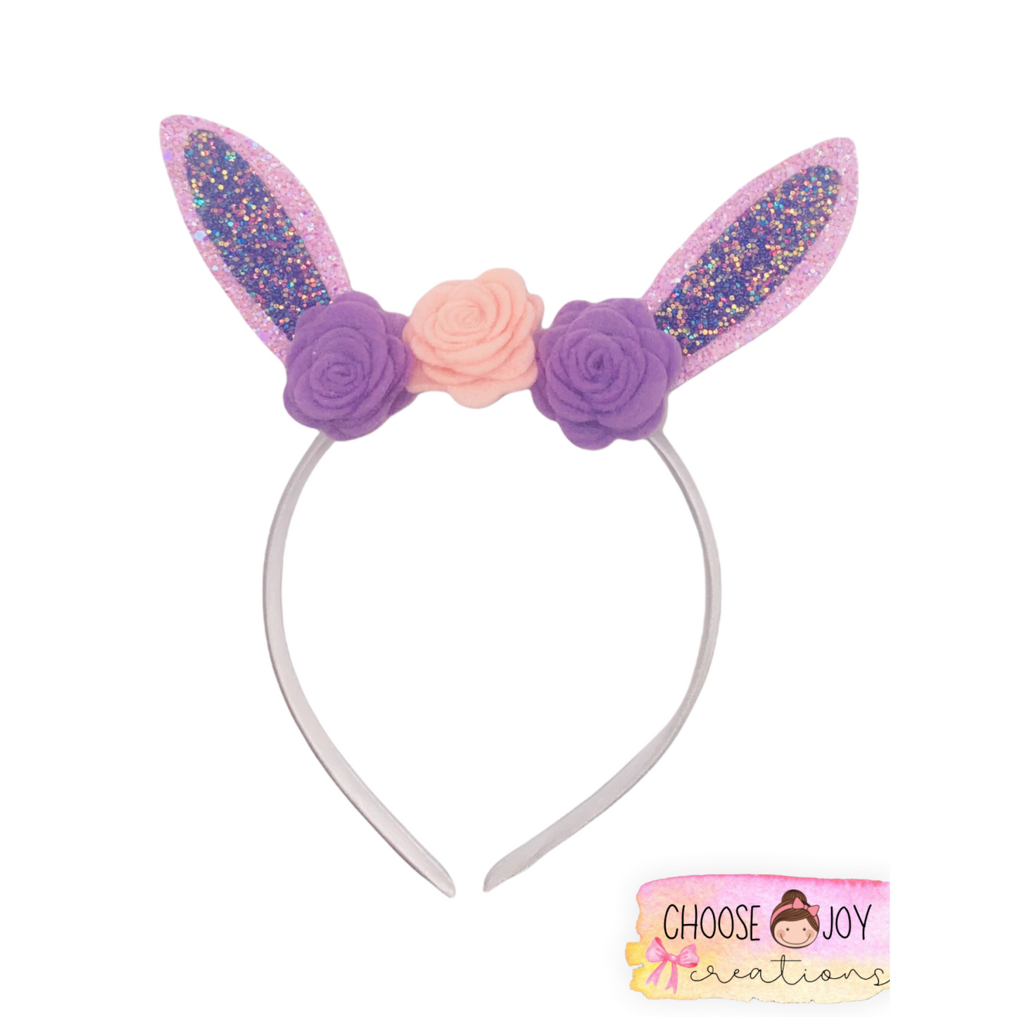 Easter: Bunny Ears Crown with Felt Flowers Choose Joy Creations