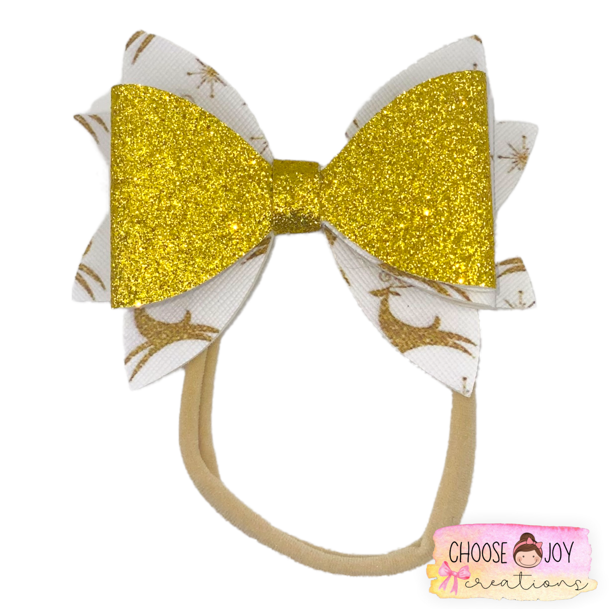 Christmas: Jasmine Bows 3.5" on Nylon (+Options) Choose Joy Creations