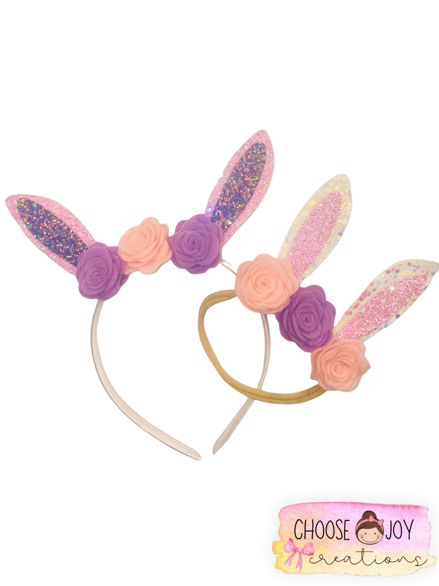 Easter: Bunny Ears Crown with Felt Flowers Choose Joy Creations