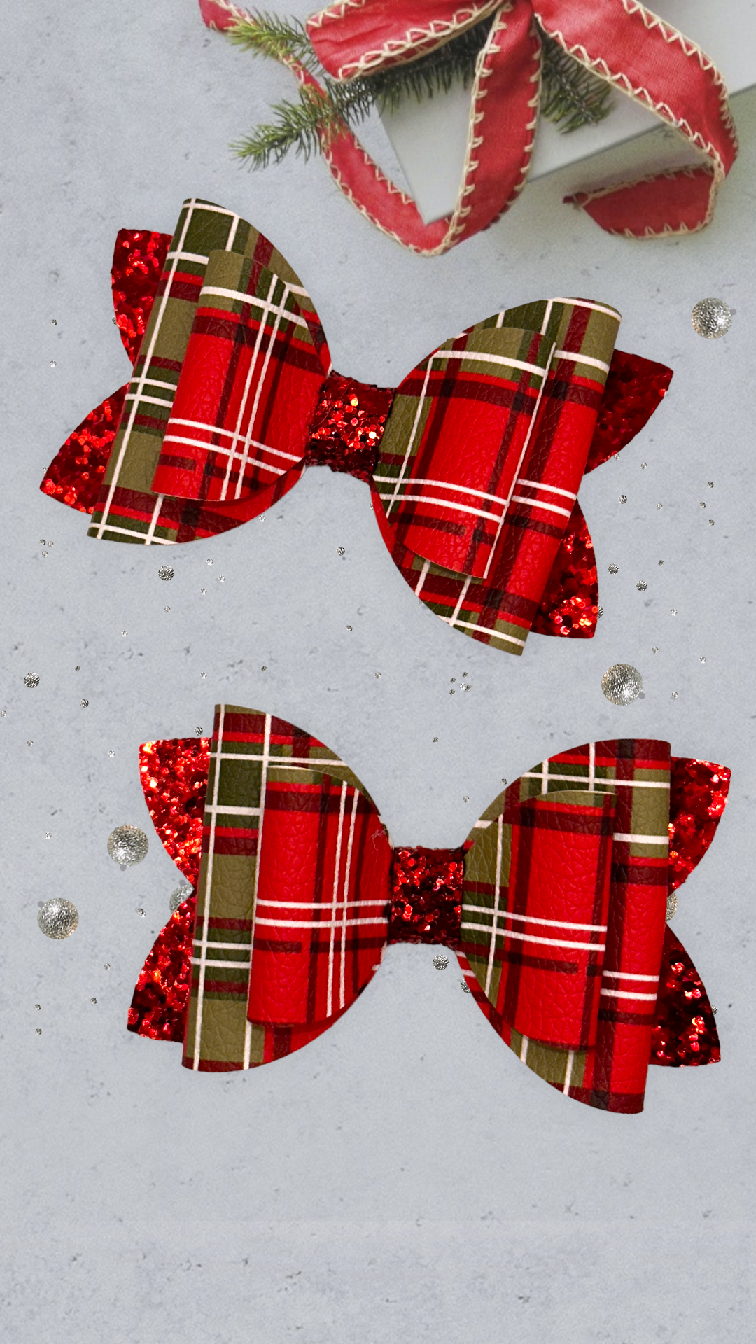 Christmas: Christmas Plaid Classic Bow 3.5" Choose Joy Creations