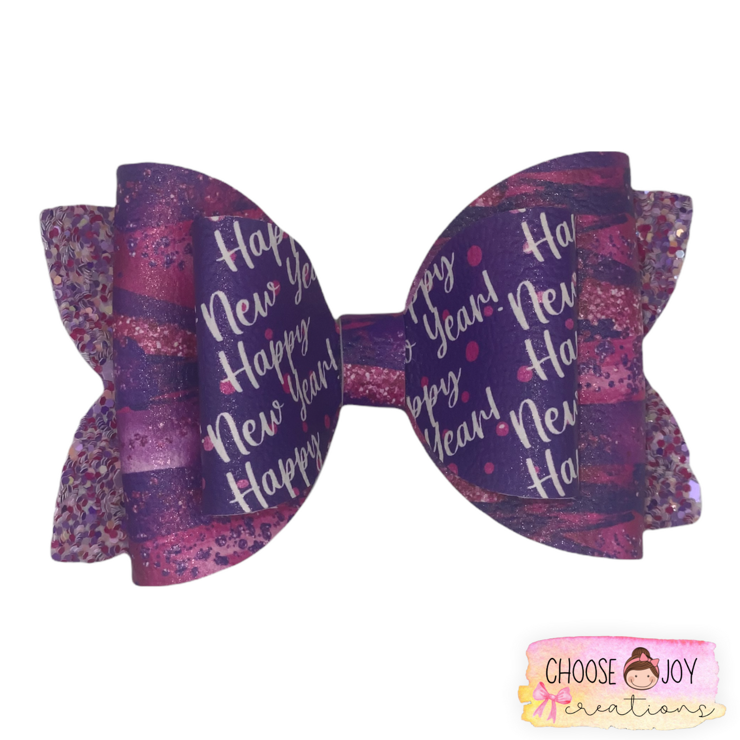 NYE: Purple Classic Bow 3.5" Choose Joy Creations