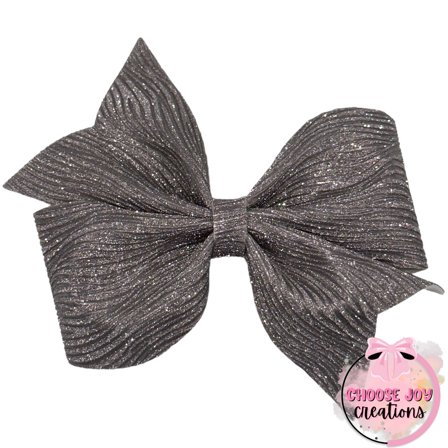 Glitter Wave: Silver Larkin Bow 3.5"-5" (+Options) Choose Joy Creations