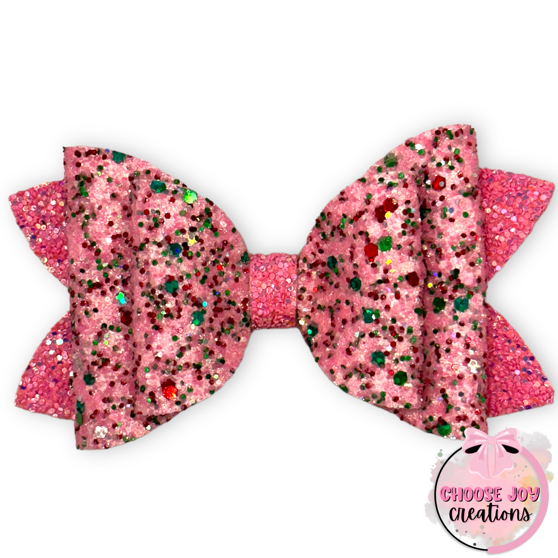 Glitter: Lux Pink Christmas Party Classic Bow 2.5"-4.5" Choose Joy Creations