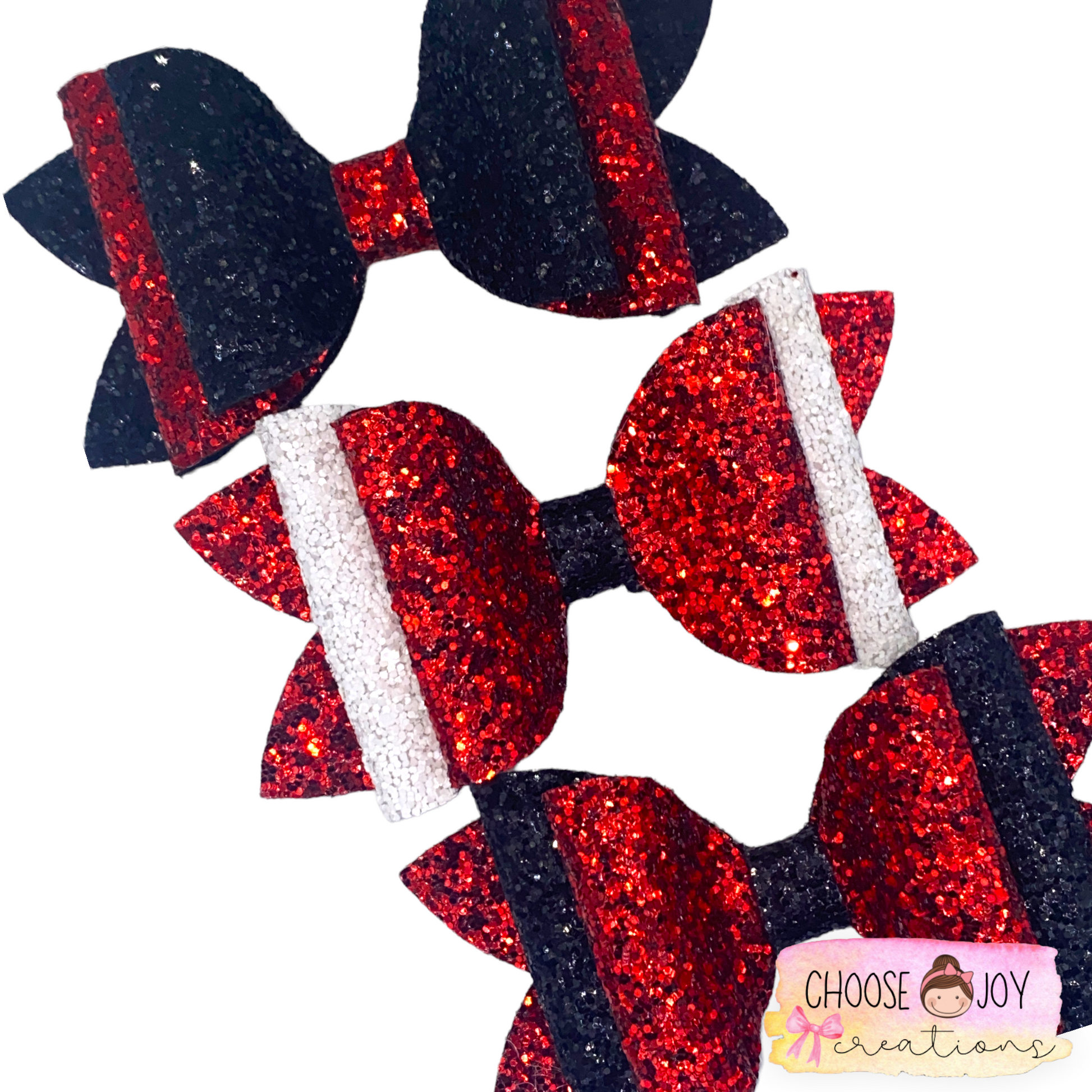 Glitter: School Spirit Classic Bows 3.5"-4.5" (+Options) Choose Joy Creations