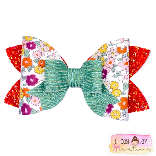 Floral: Dainty Autumn Floral Magnolia Bow 4.5" Choose Joy Creations