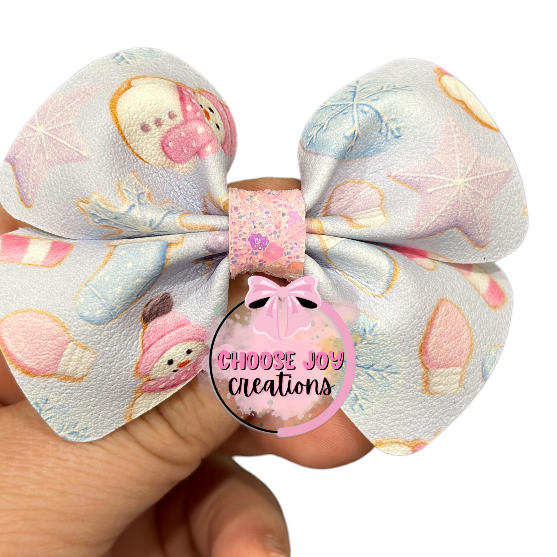 Christmas: Lavender & Pink Snow Friends Violet Bow 3.0" Choose Joy Creations