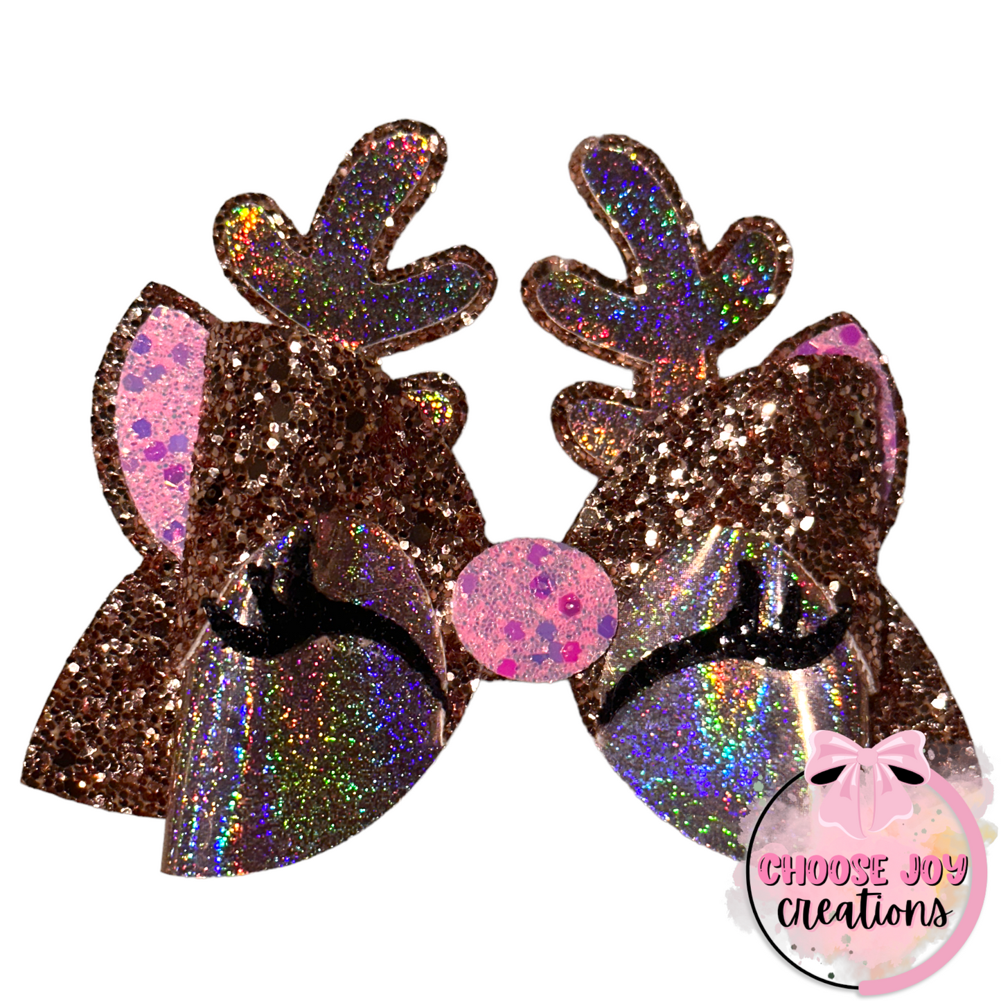 Christmas: Reindeer Face Bows 4.5” (+Options) Choose Joy Creations