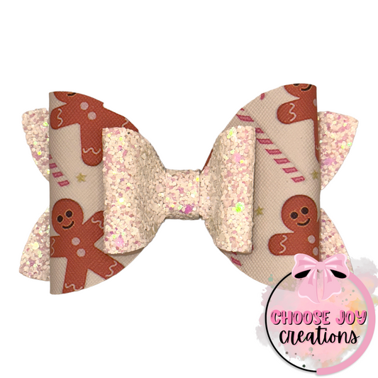 Christmas: Pink Gingerbread Classic Bow 4.0" Choose Joy Creations