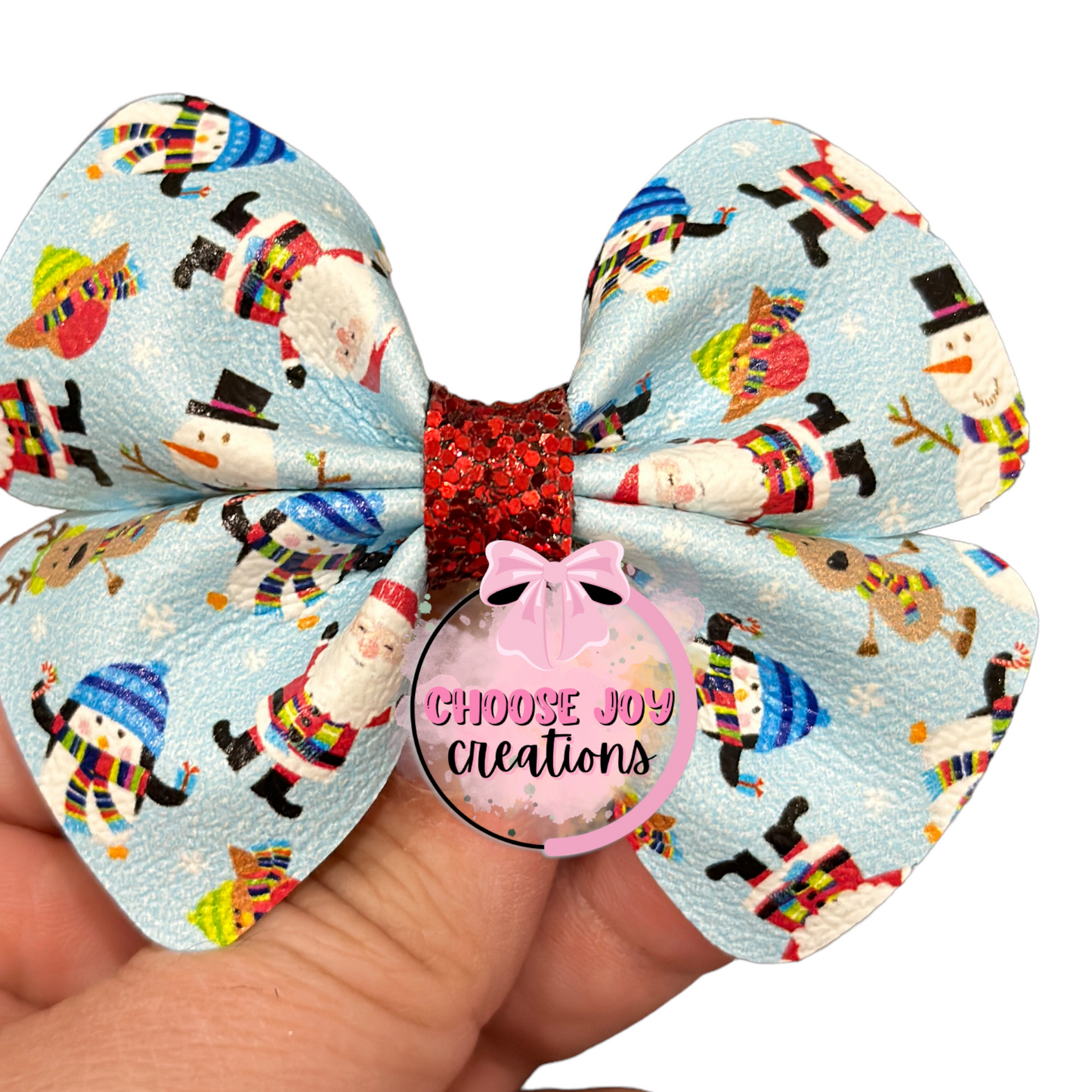 Christmas: Snow Friends Violet Bow 3.0" Choose Joy Creations