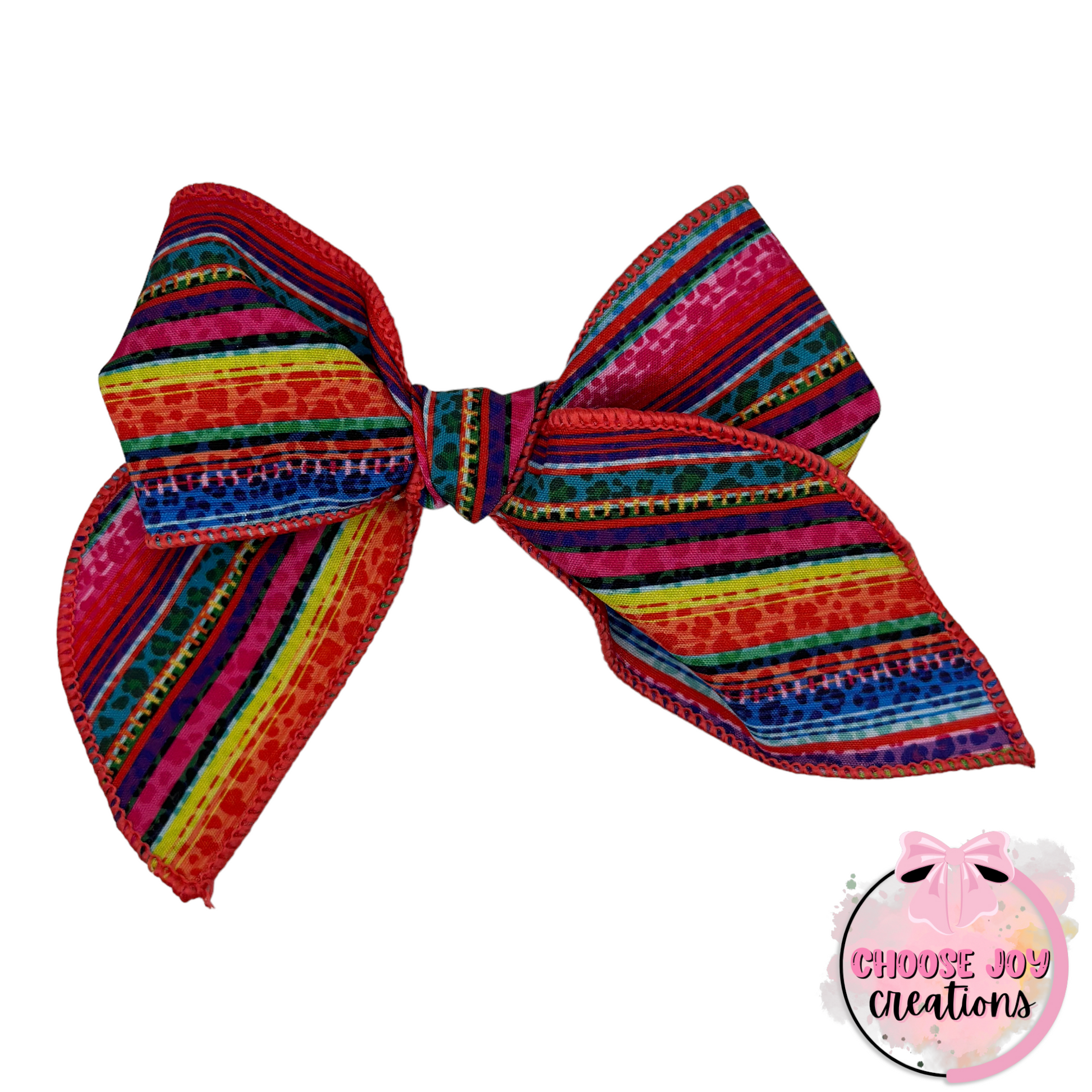 Hand-Tied: Wild Serape Printed Fabric Fable Bow 4.5” Choose Joy Creations