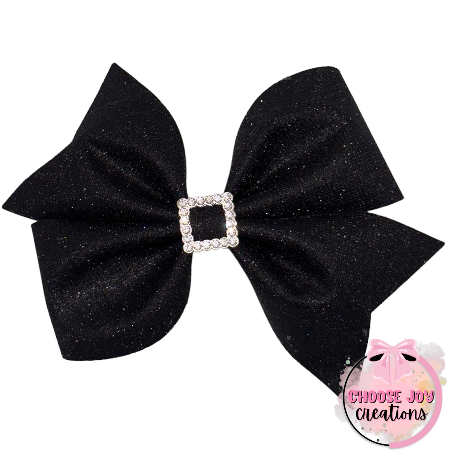 Black Micro Glitter Santa Buckle Larkin Bow 3.5"-5" Choose Joy Creations