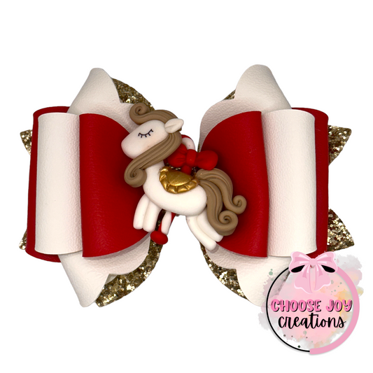 Christmas: Carousel Horse Franchi Bow 5.0" Choose Joy Creations