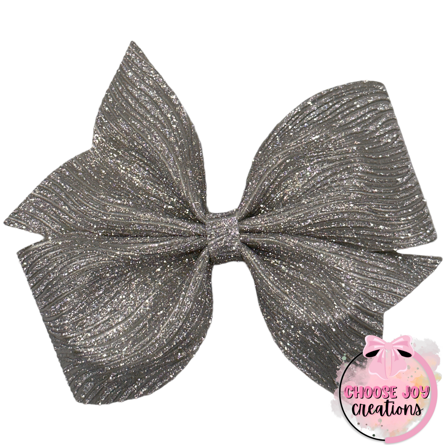 Glitter Wave: Silver Larkin Bow 3.5"-5" (+Options) Choose Joy Creations