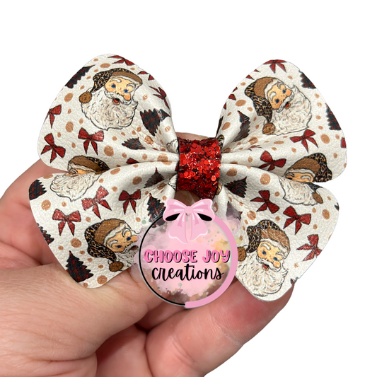 Christmas: Sassy Santa Violet Bow 3.0" Choose Joy Creations