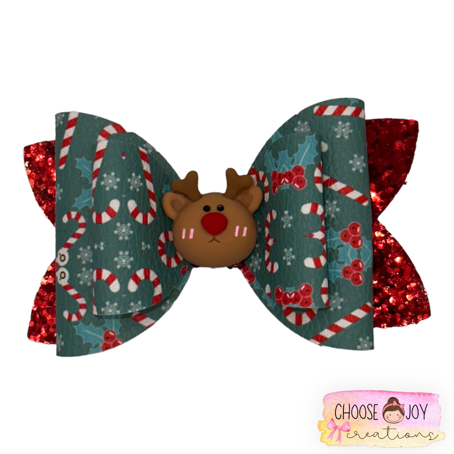 Christmas: Candy Canes Classic Bow 3.5" Choose Joy Creations