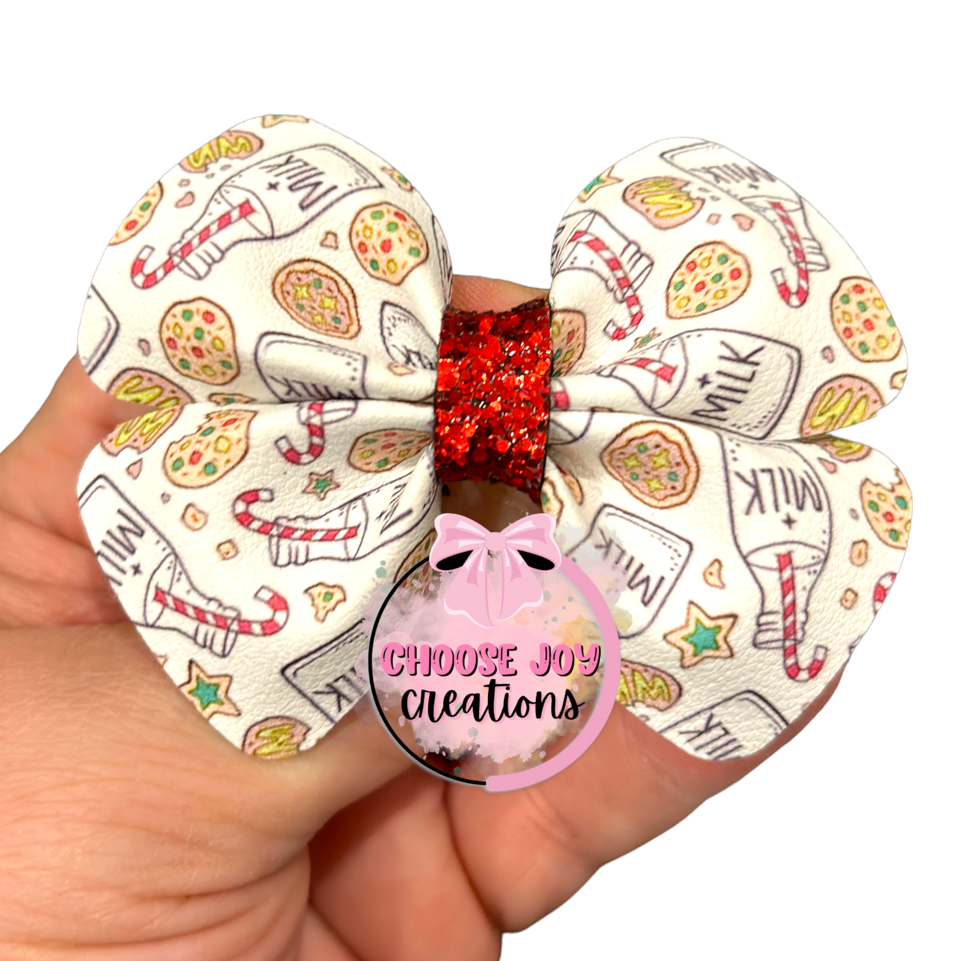 Christmas: Milk & Cookies Violet Bow 3.0" Choose Joy Creations