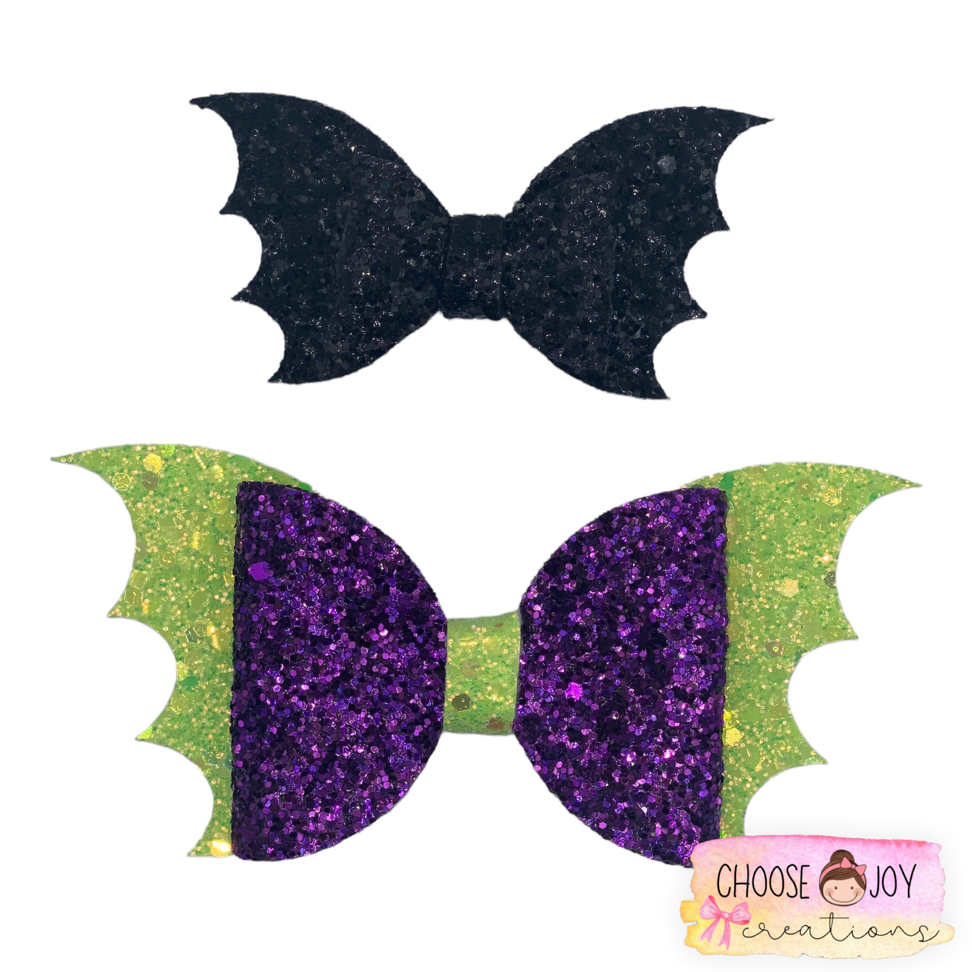 Halloween: Glitter Batwing Bows 3.5"-5" (+Options) Choose Joy Creations