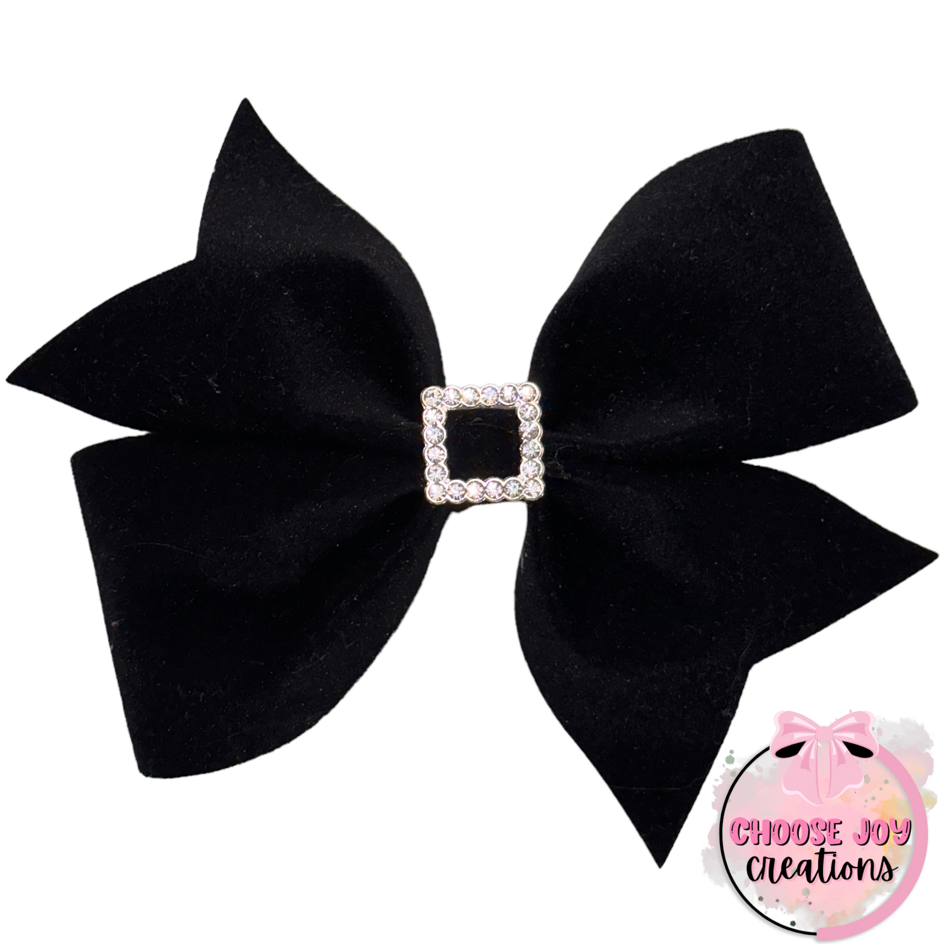 Velvet: Black Santa Buckle Larkin Bow 3.5"-5" Choose Joy Creations