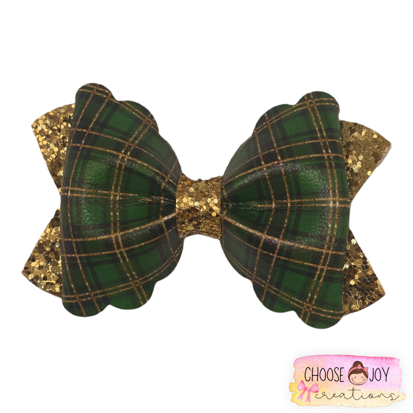 Christmas: Plaid Pattern Scalloped Pinch Bow 3.5" (+Options) Choose Joy Creations