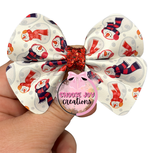 Christmas: Snowman Violet Bow 3.0" Choose Joy Creations