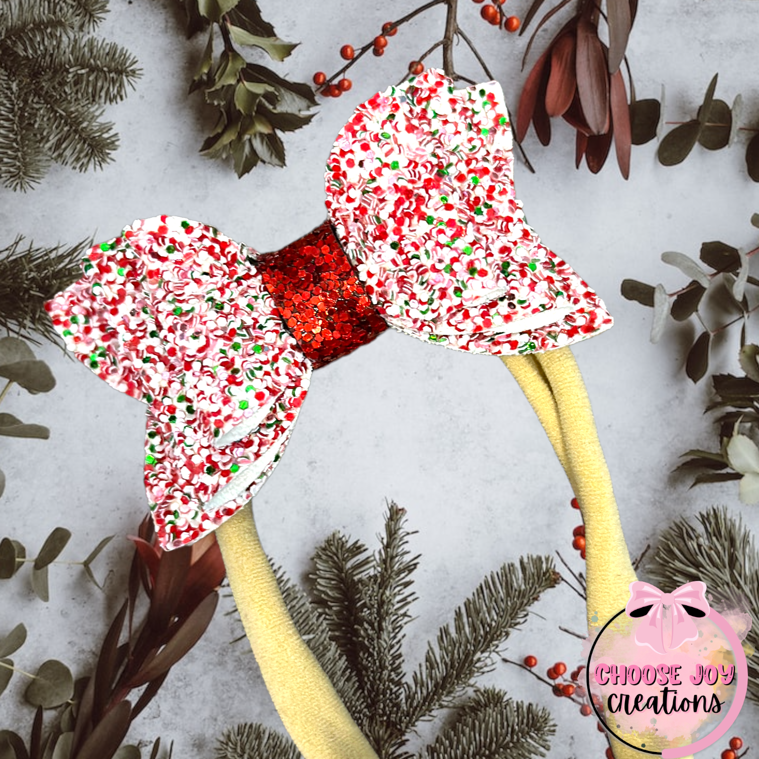 Glitter: Holiday Cheer Classic Bow 2.5"-4.5" Choose Joy Creations