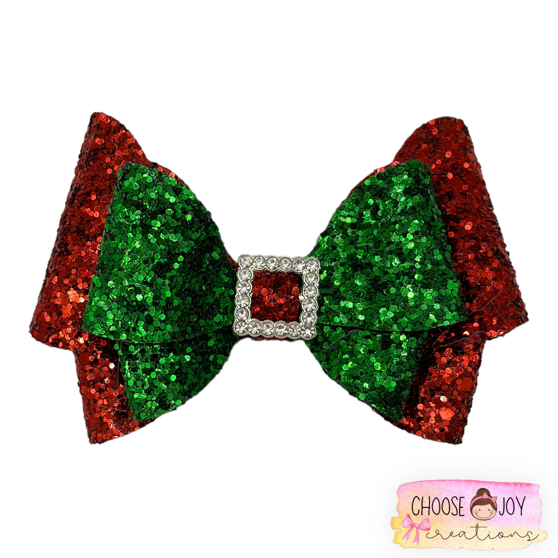 Christmas: Glitter Santa Buckle Bella Bows 3.5" (+Options) Choose Joy Creations