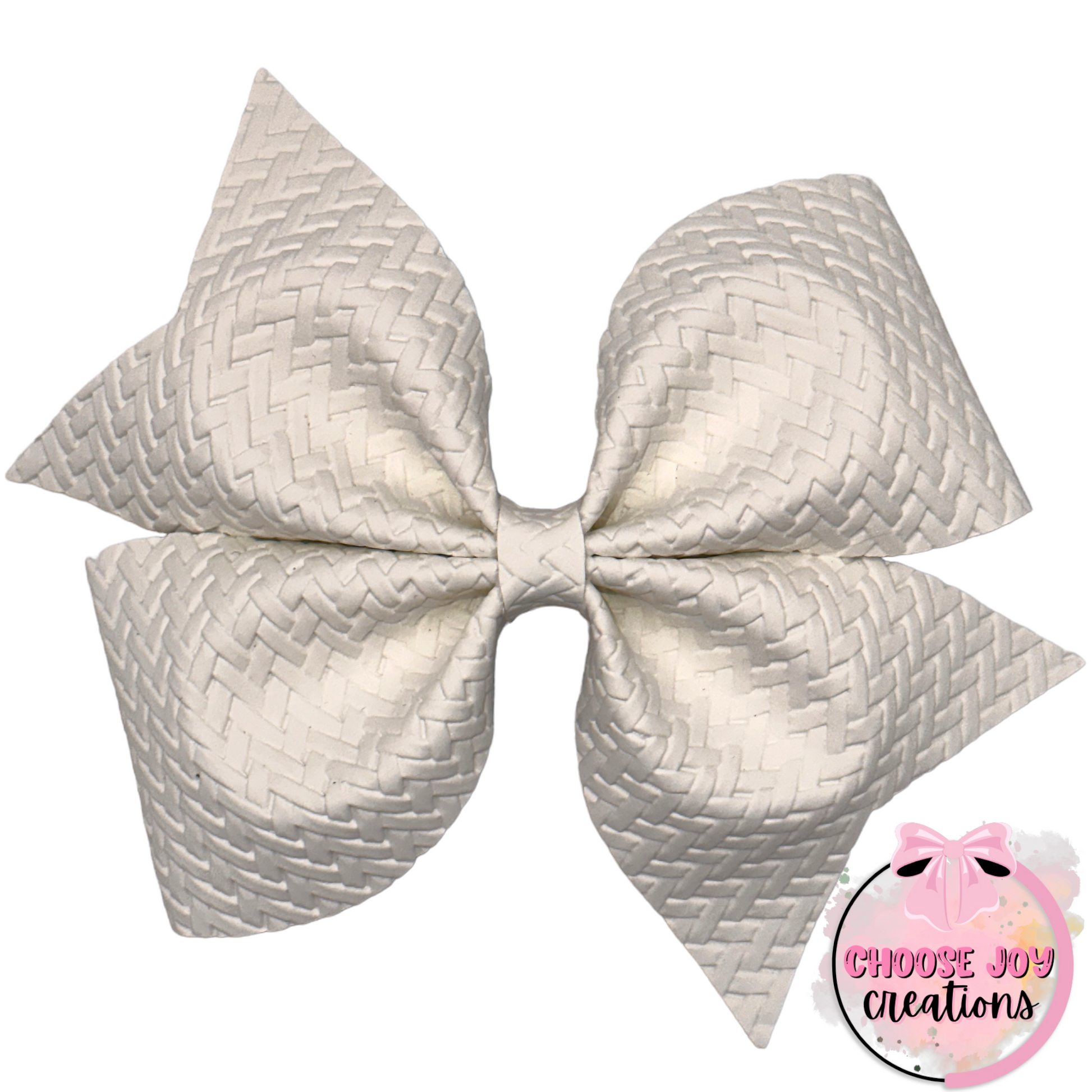 Colors: White Basket Weave Larkin Bow 3.5"-5" Choose Joy Creations