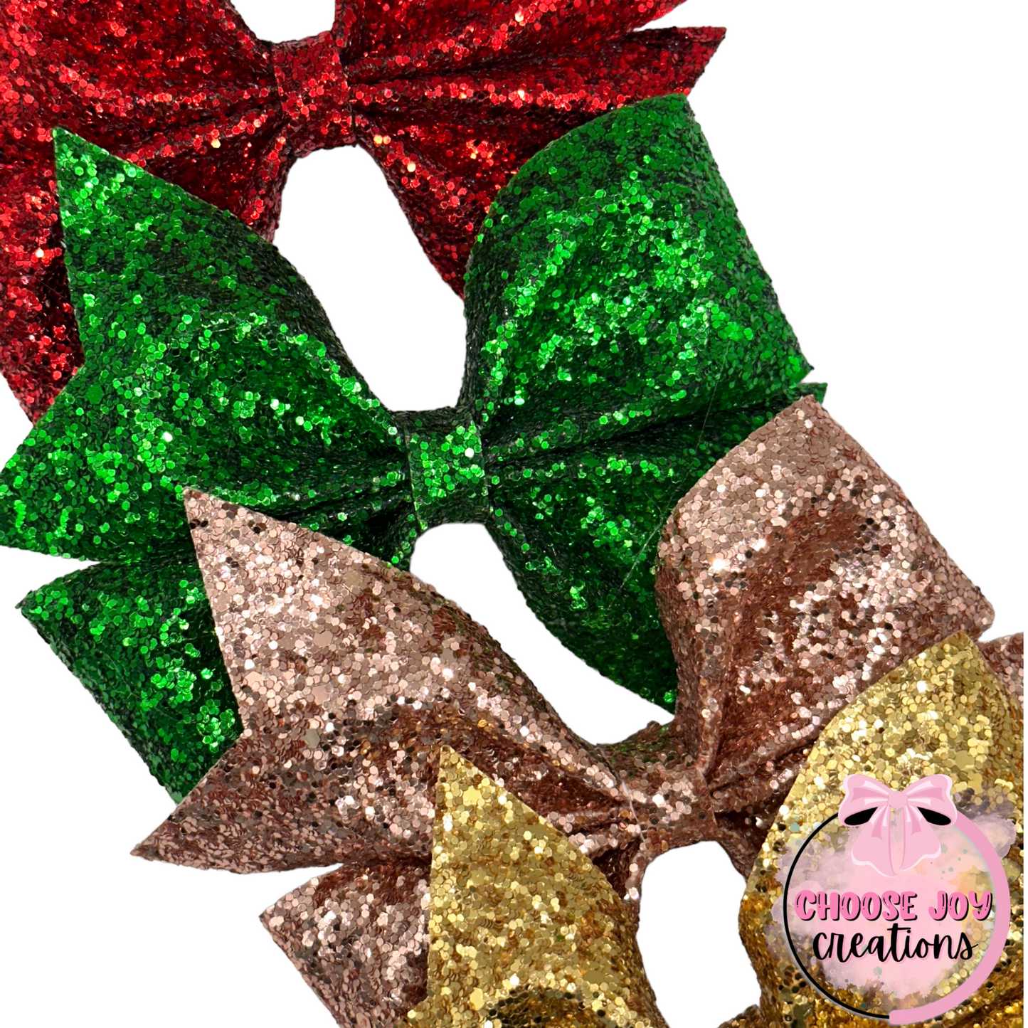 Glitter: Red Wild Cherry Larkin Bow 3.5"-5" Choose Joy Creations