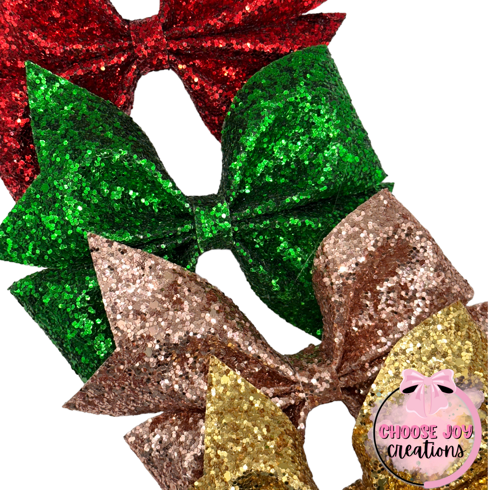 Glitter: Red Wild Cherry Larkin Bow 3.5"-5" Choose Joy Creations