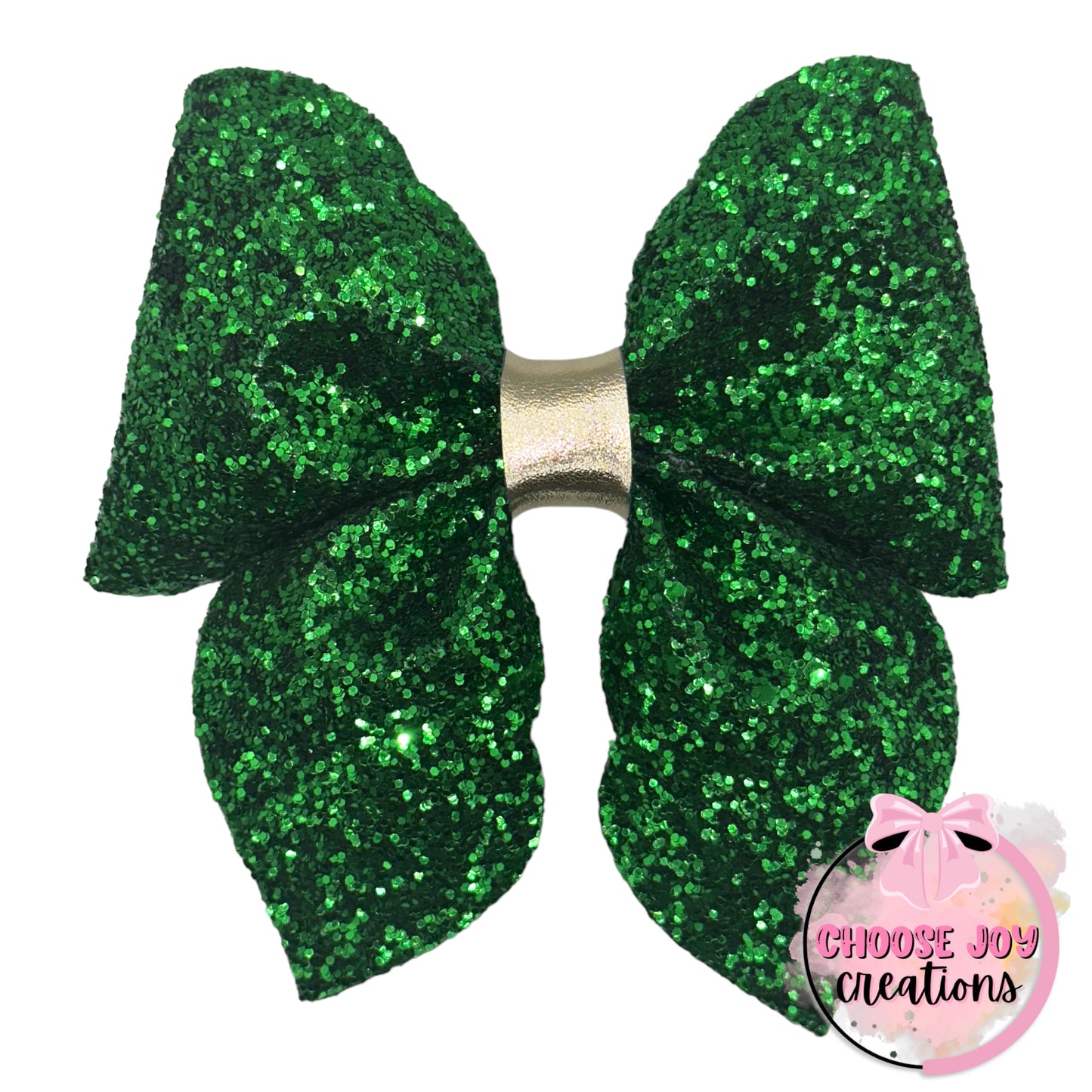 Glitter: Green Jalepeno Scalloped Siren Bow 3.5-5.0" Choose Joy Creations