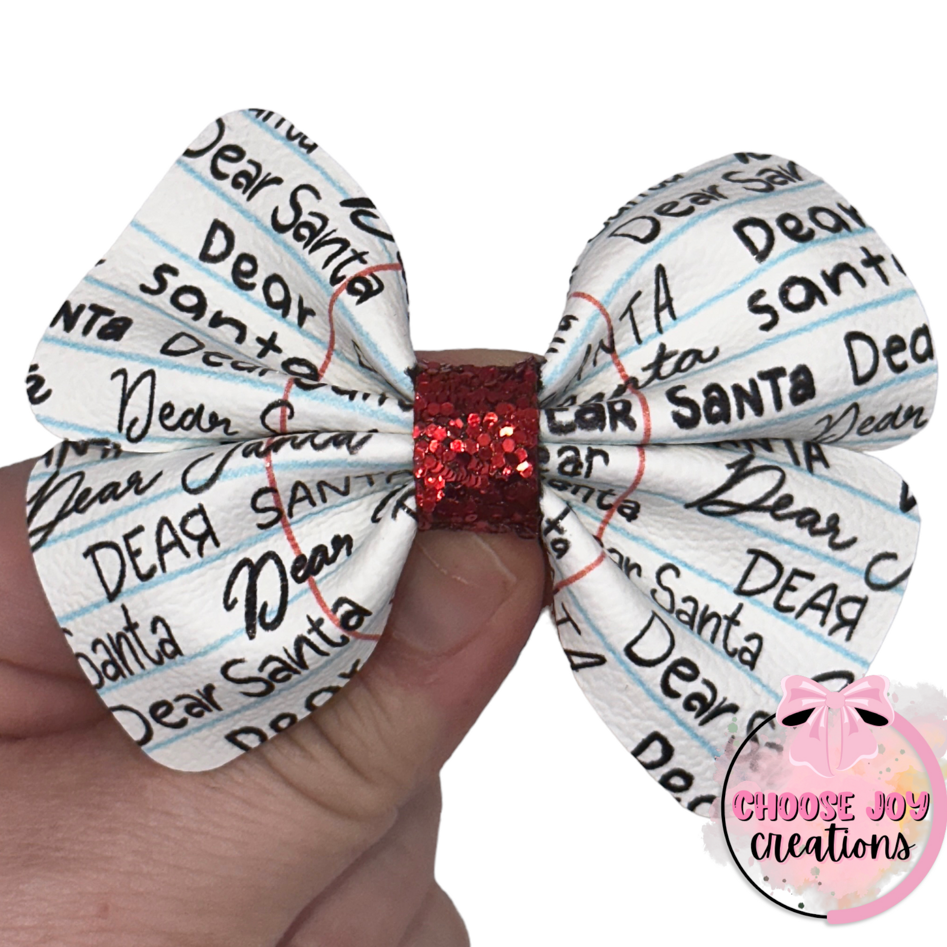 Christmas: Dear Santa Words Violet Bow 3.0" Choose Joy Creations