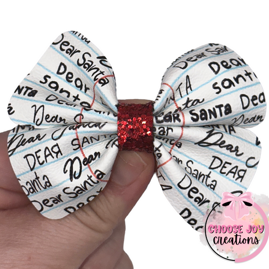 Christmas: Dear Santa Words Violet Bow 3.0" Choose Joy Creations