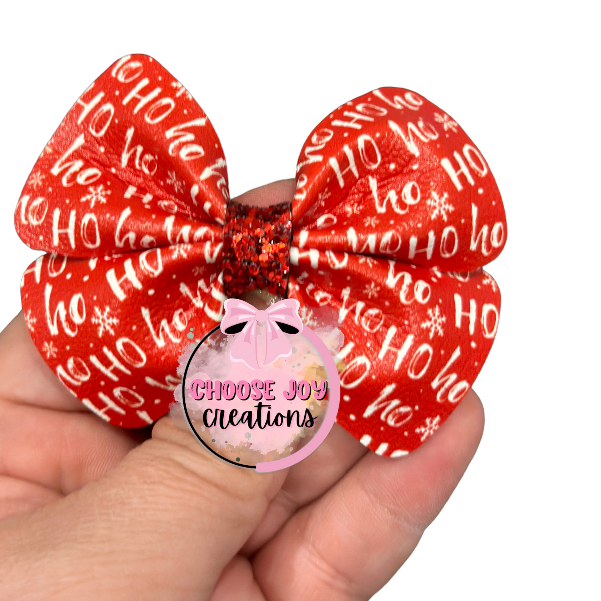 Christmas: Red Ho Ho Ho Violet Bow 3.0" Choose Joy Creations