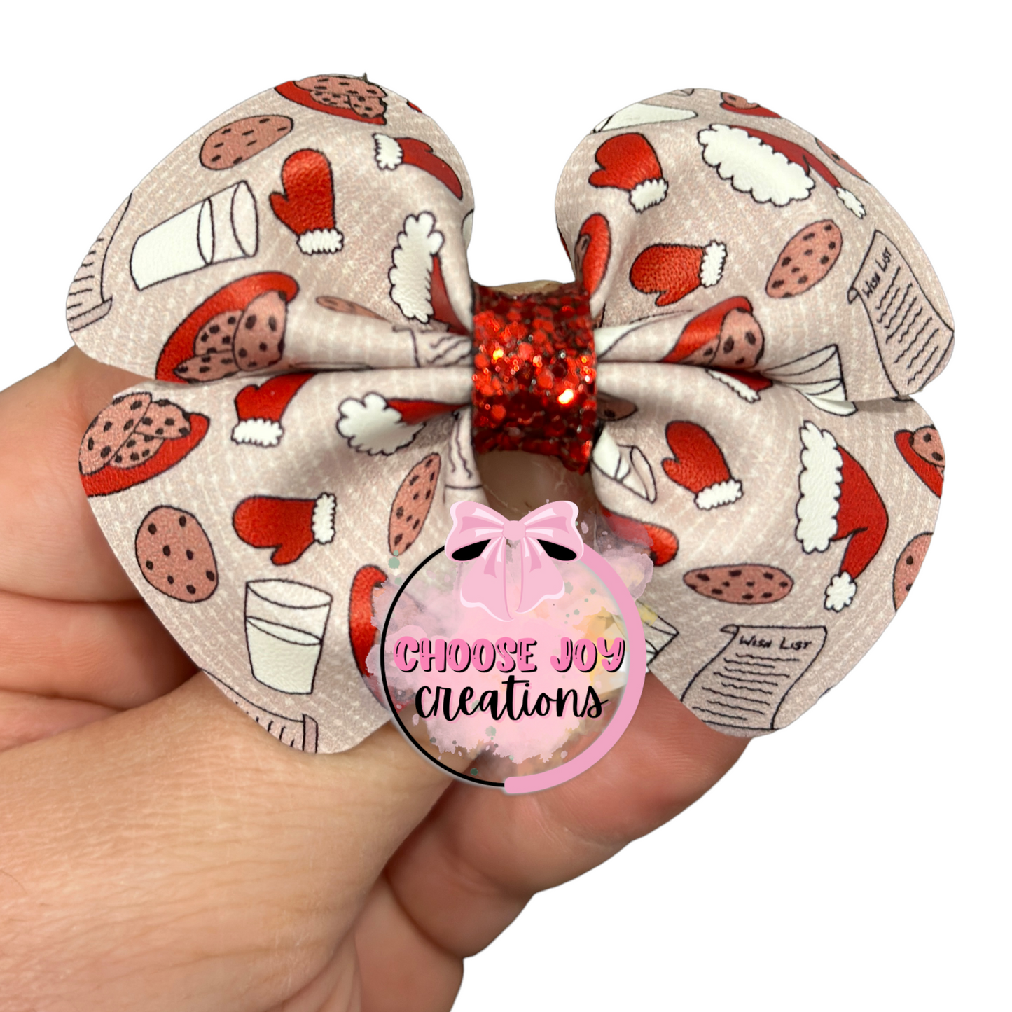 Christmas: Cookies & Wish List Violet Bow 3.0" Choose Joy Creations