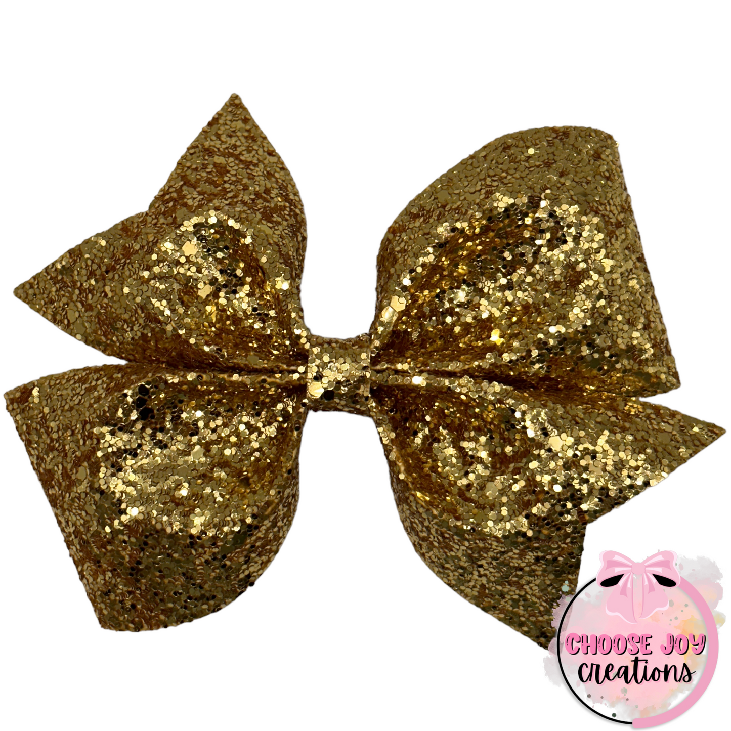 Glitter: Gold Larkin Bow 3.5"-5" Choose Joy Creations