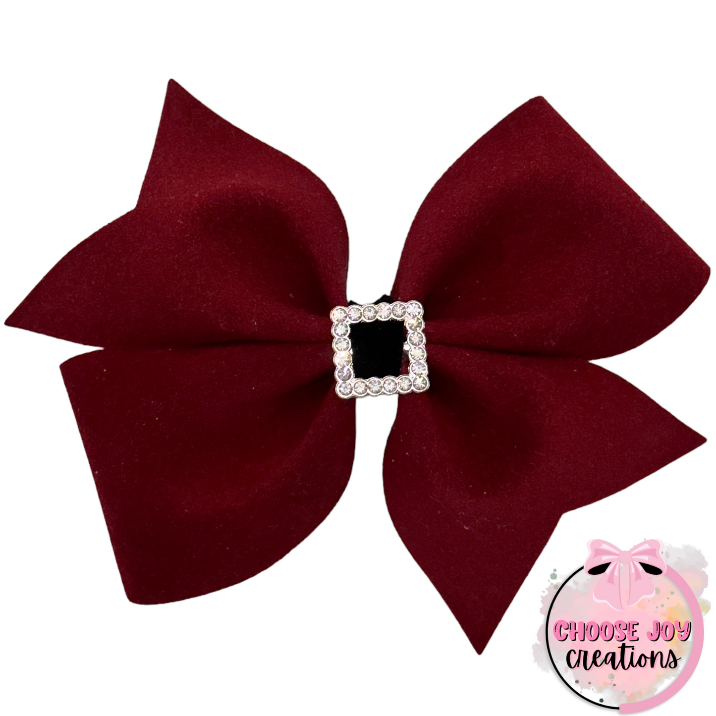 Velvet: Cranberry Suede Santa Buckle Larkin Bow 3.5"-5" Choose Joy Creations