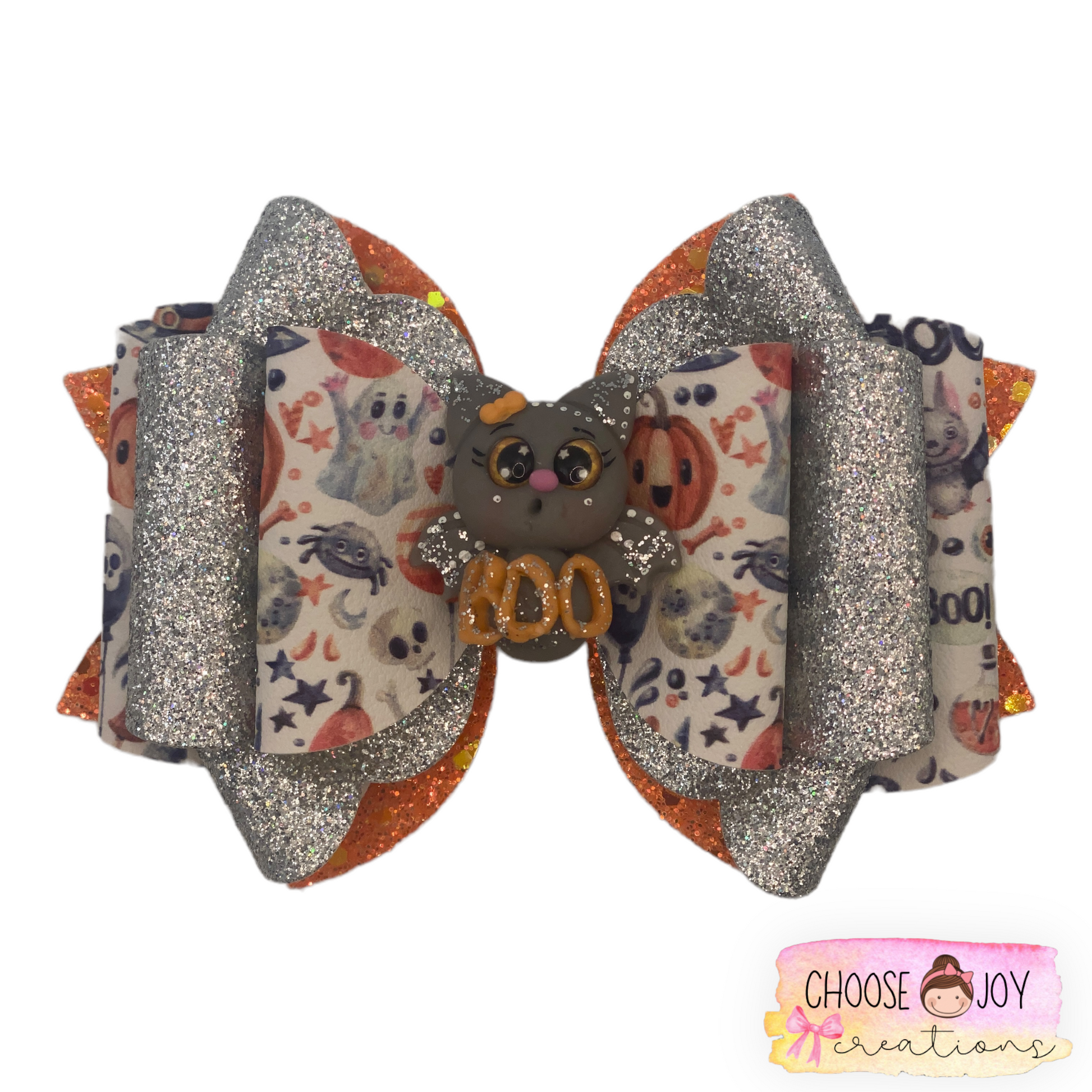 Halloween: Grey Halloween Franchi Bow 5.0" Choose Joy Creations