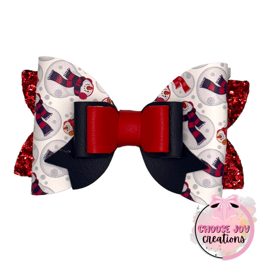 Christmas: Snowman Friends Magnolia Bow 4.0" Choose Joy Creations