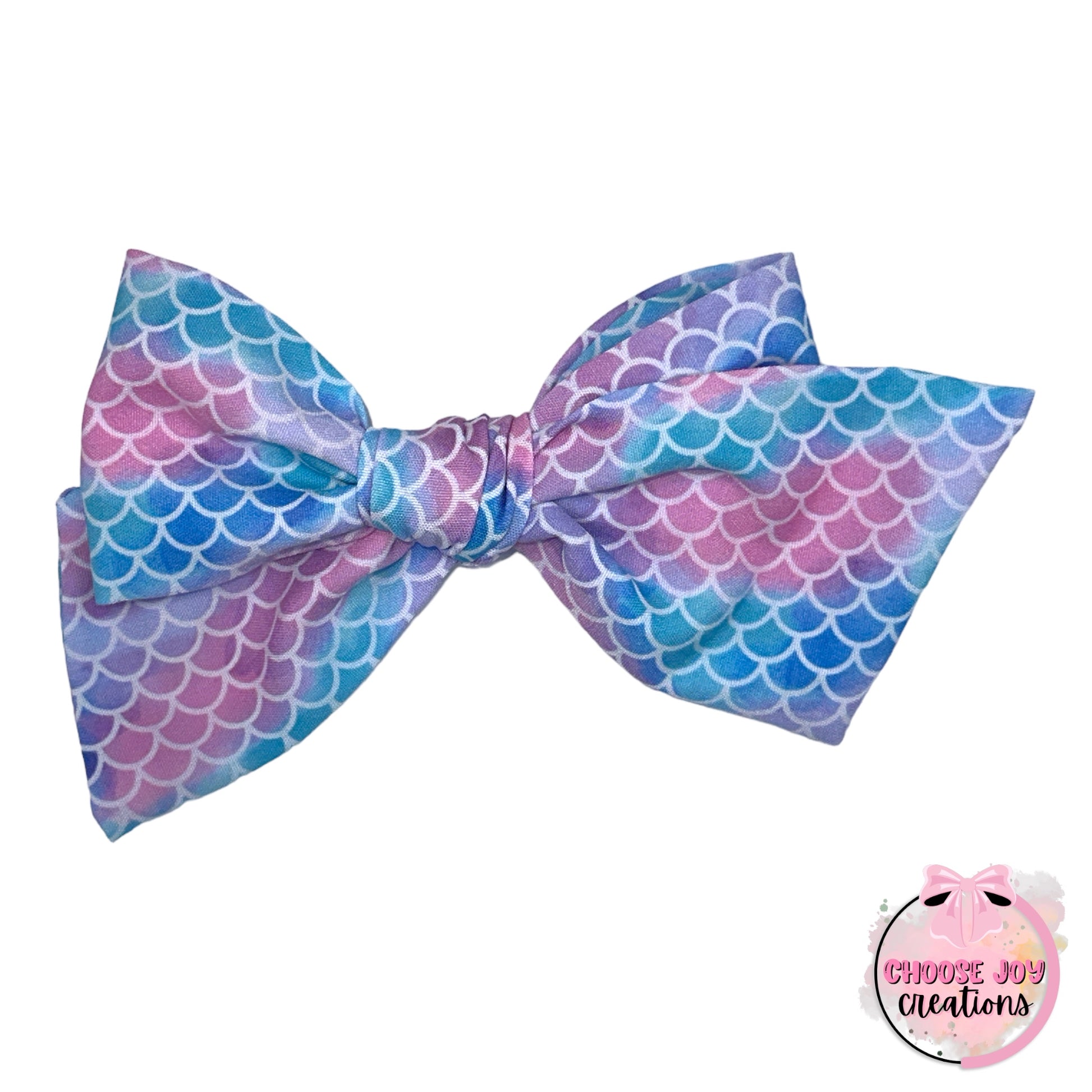 Hand-Tied: Mermaid Swim Scales Serenity Bow Choose Joy Creations