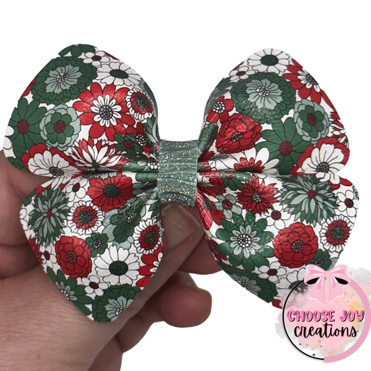 Christmas: Layered Christmas Florals Violet Bow 3.0" Choose Joy Creations