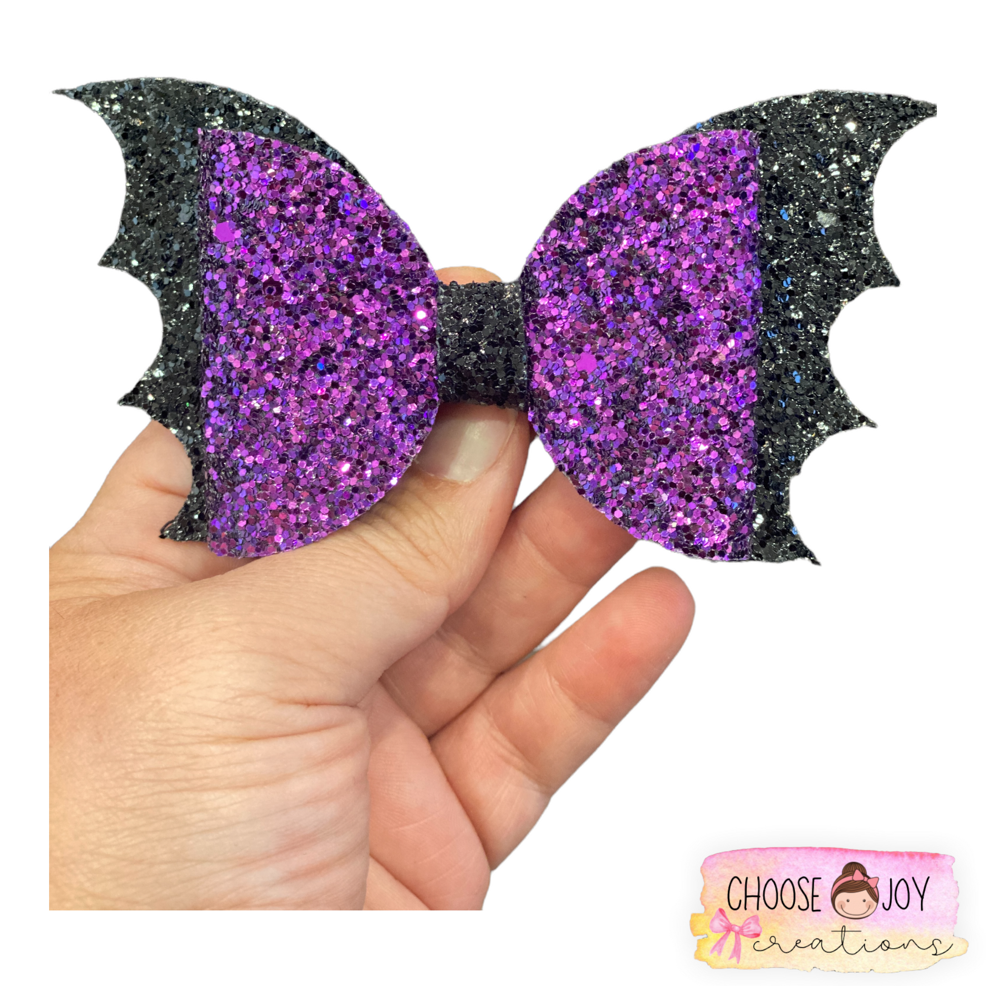 Halloween: Glitter Batwing Bows 3.5"-5" (+Options) Choose Joy Creations