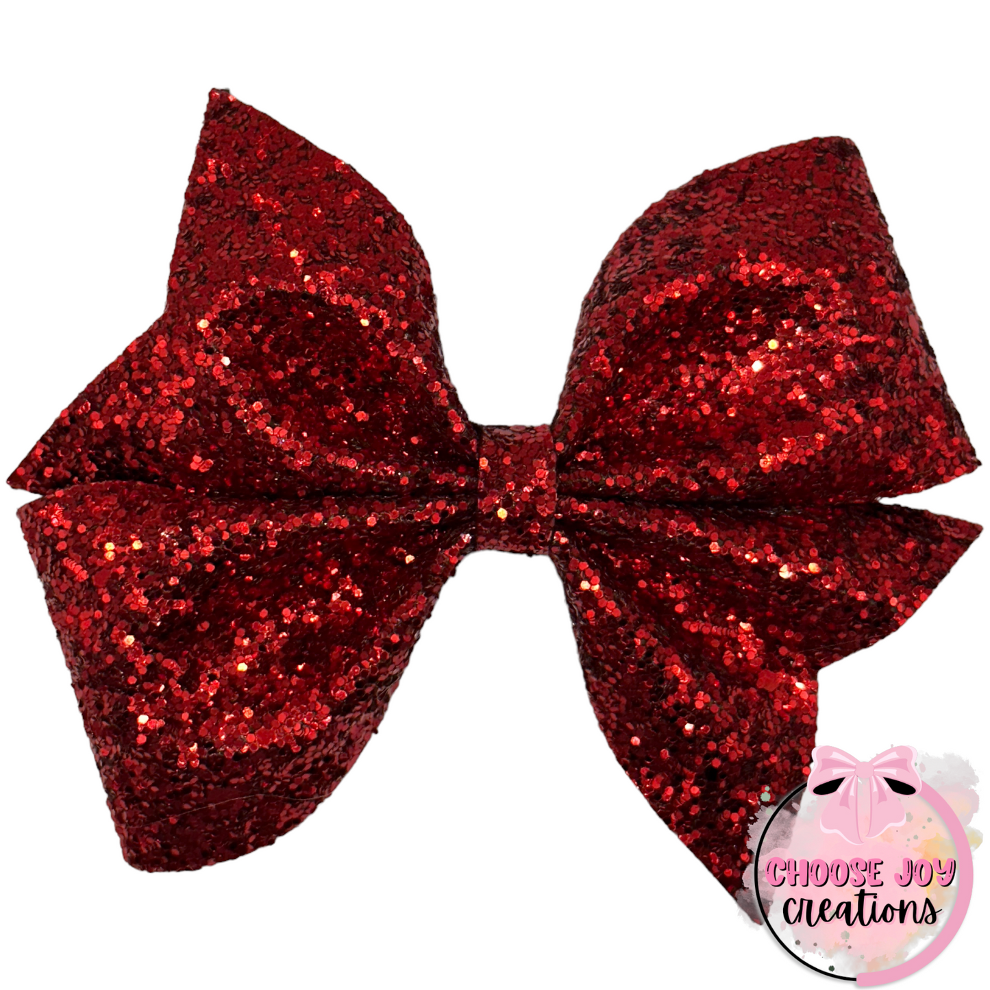 Glitter: Red Wild Cherry Larkin Bow 3.5"-5" Choose Joy Creations