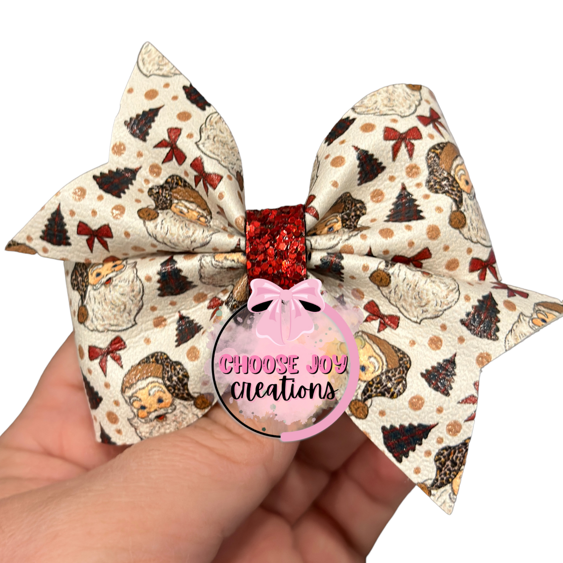 Christmas: Sassy Santa Larkin Pinch Bow 3.5"-5" Choose Joy Creations